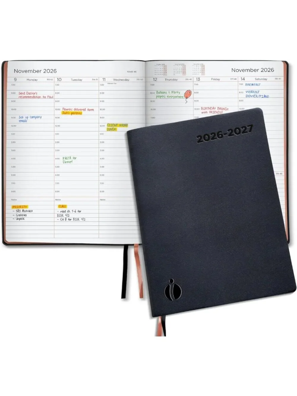 Rose Gold Academic Planner 2026-2027 - Weekly & Monthly Softcover Calendar